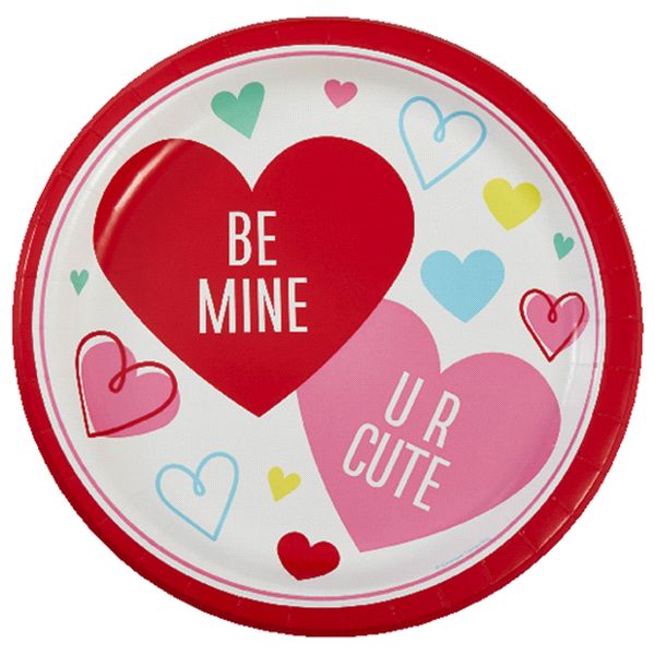 slide 1 of 1, Creative Converting Colorful Hearts Dinner Plate, 1 ct