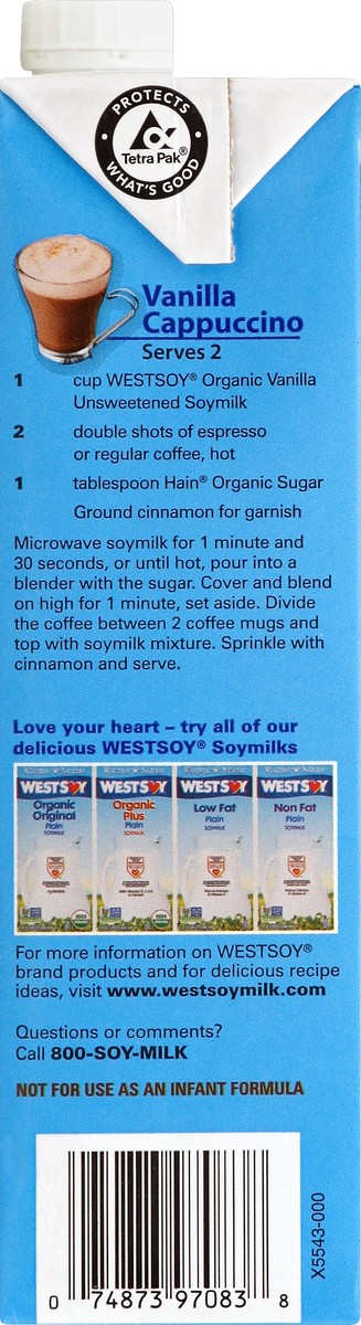 slide 2 of 6, Westsoy Unsweetened Vanilla Soy Milk, 32 fl oz