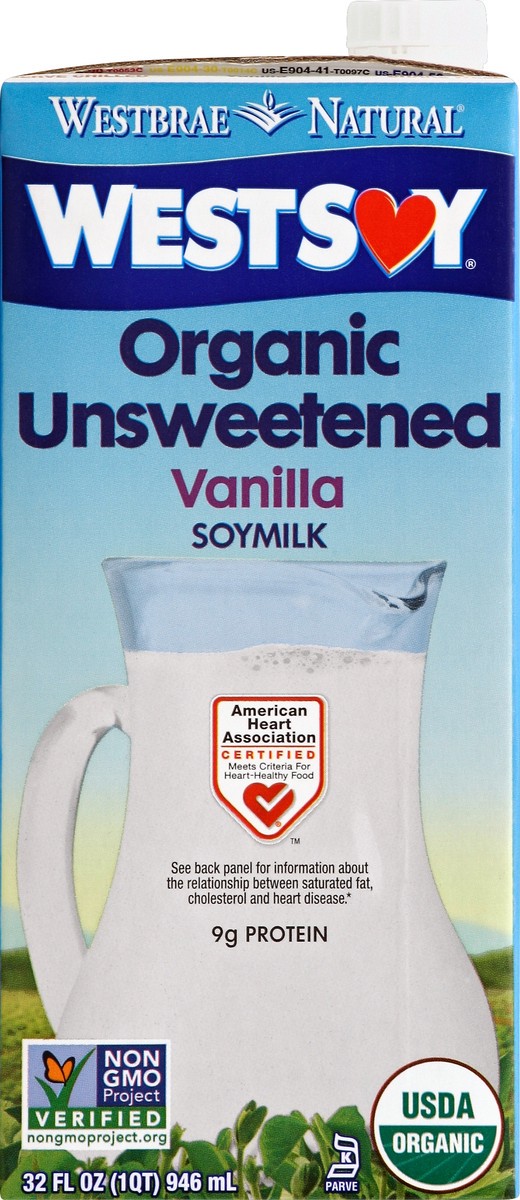 slide 3 of 6, Westsoy Unsweetened Vanilla Soy Milk, 32 fl oz