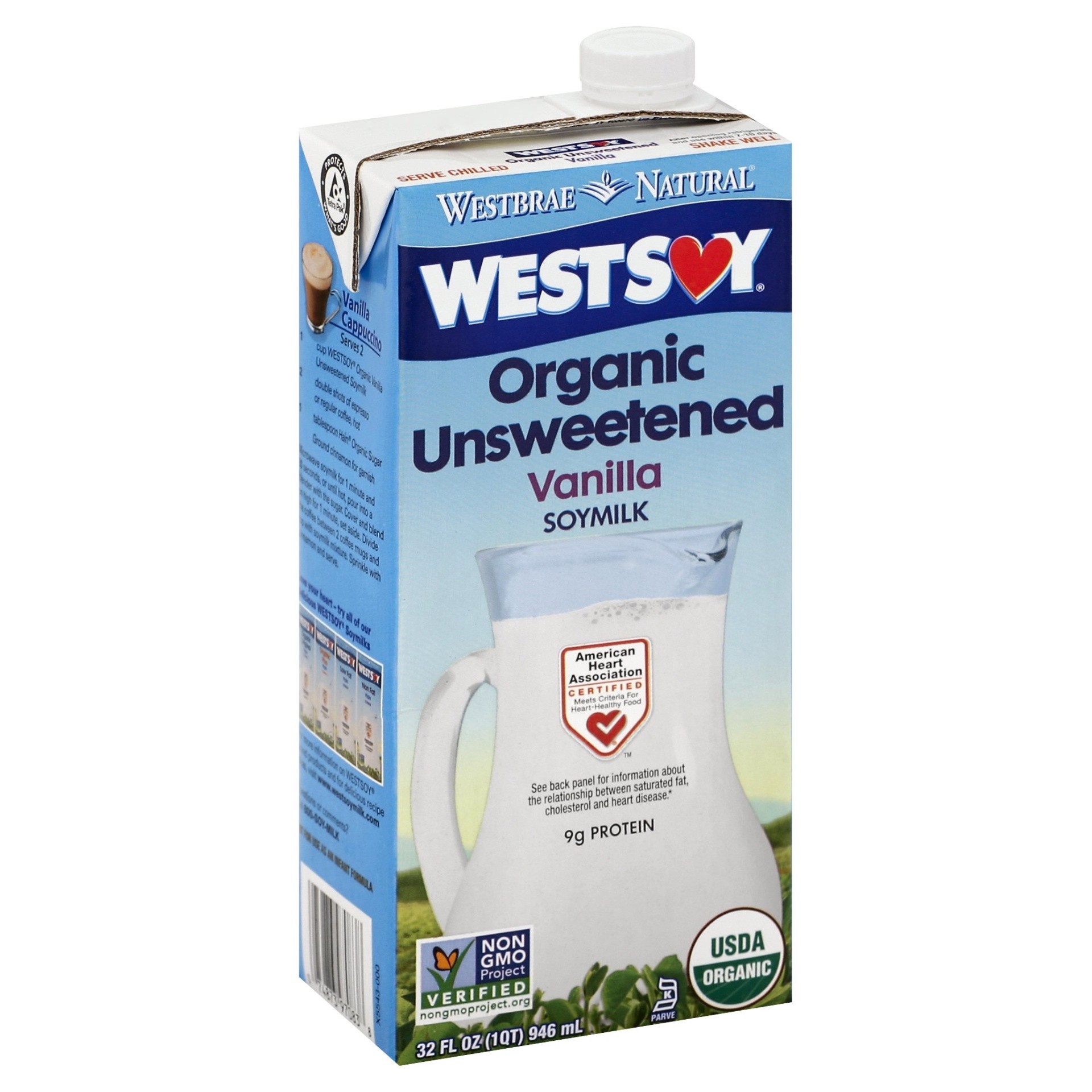 slide 1 of 6, Westsoy Unsweetened Vanilla Soy Milk, 32 fl oz