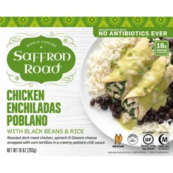 Saffron Road Chicken Enchiladas Poblano with Black Beans & Rice - Medium, 10 oz