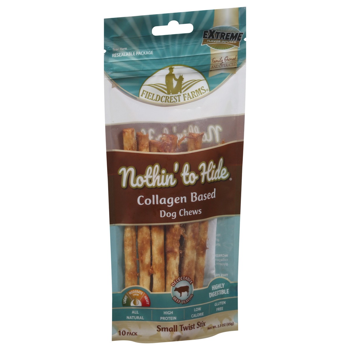 slide 8 of 9, Fieldcrest Farms Nothin To Hide Dog Chews, Delectable Beef Flavor, Small Twist Stix, 10 Pack, 2.3 oz