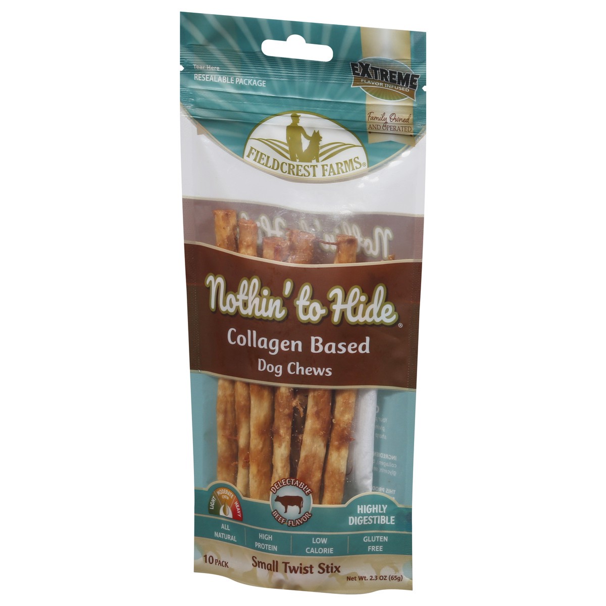 slide 9 of 9, Fieldcrest Farms Nothin To Hide Dog Chews, Delectable Beef Flavor, Small Twist Stix, 10 Pack, 2.3 oz