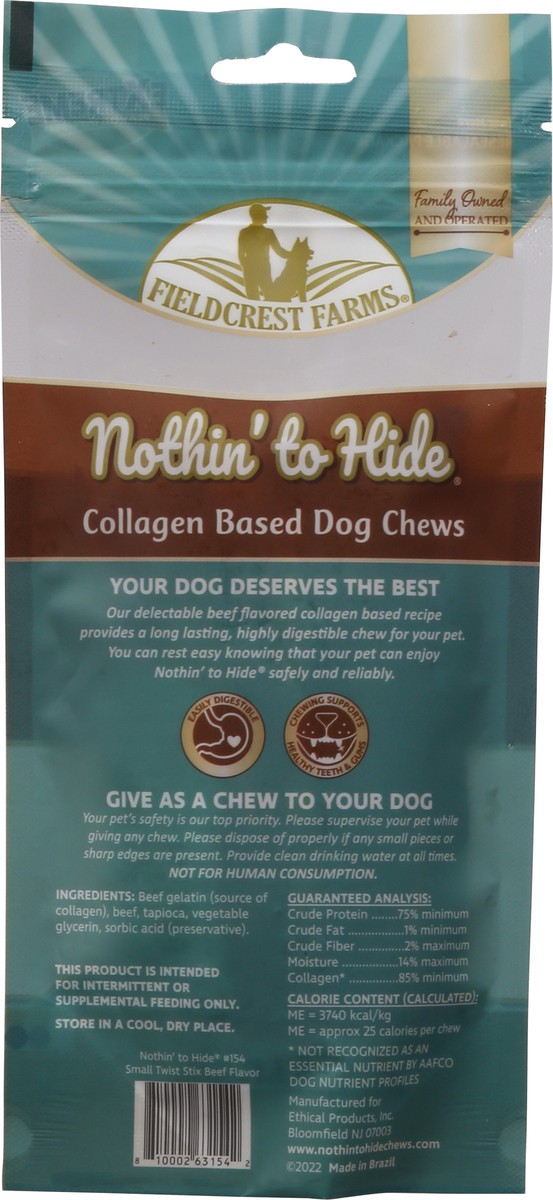 slide 6 of 9, Fieldcrest Farms Nothin To Hide Dog Chews, Delectable Beef Flavor, Small Twist Stix, 10 Pack, 2.3 oz