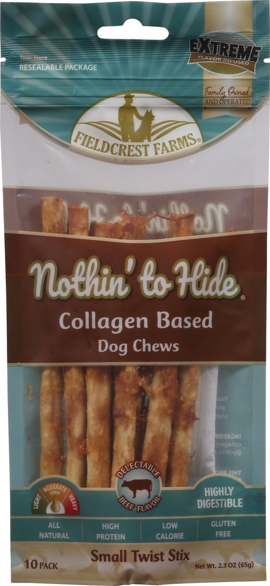 slide 5 of 9, Fieldcrest Farms Nothin To Hide Dog Chews, Delectable Beef Flavor, Small Twist Stix, 10 Pack, 2.3 oz