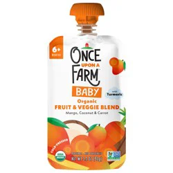 Once Upon a Farm Mango, Coconut and Carrot Organic Baby Food Pouch, 3.2oz