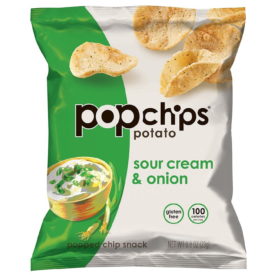 slide 1 of 1, popchips Popped Chip Snack Sour Cream & Onion Potato, 0.8 oz