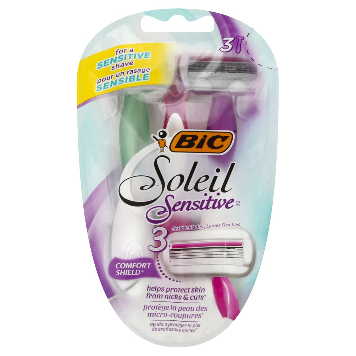 slide 1 of 11, BIC Soleil Glow Triple Blade Disposable Razor for Women, 3 ct