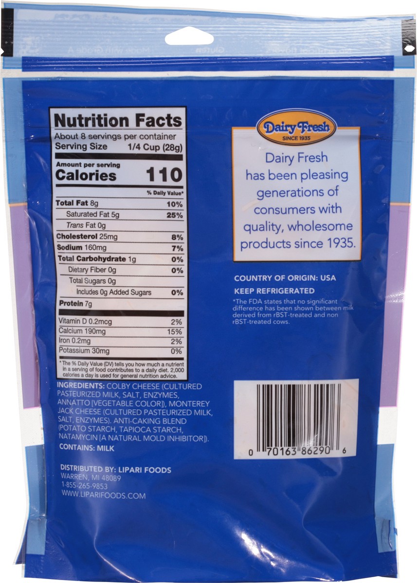 slide 5 of 9, Dairy Fresh Cheese, Natural, Shredded, Mont-Colby, 8 oz