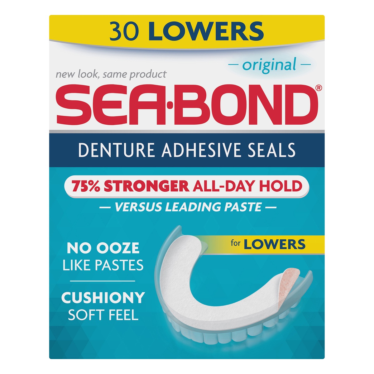 slide 1 of 1, Sea-Bond Denture Adhesive Lower Seals, 30 ct