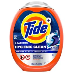 Tide Hygienic Clean Power PODS Laundry Detergent Pacs, Original Scent, 63 Count, Removes Visible and Invisible Dirt