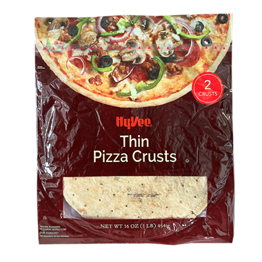 slide 1 of 1, Hy-Vee 12'' Thin Pizza Crust, 16 oz