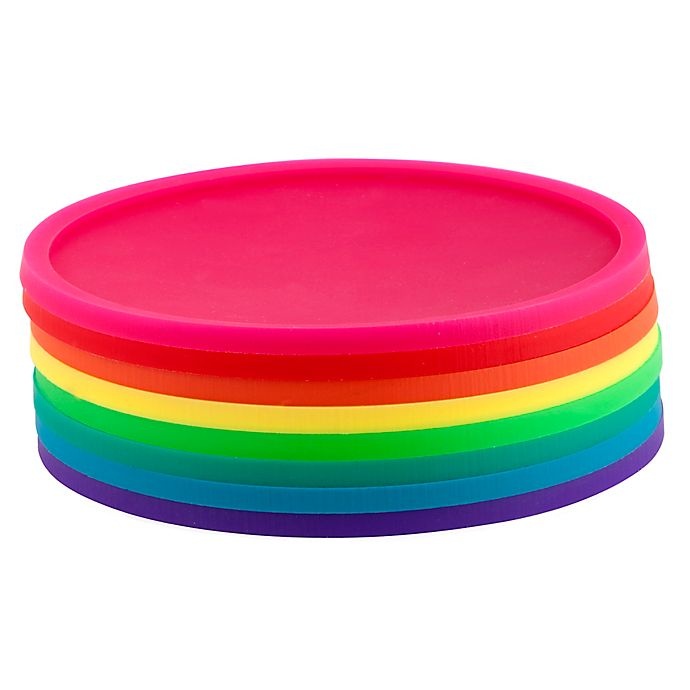 slide 1 of 3, Kikkerland Design Rainbow Silicone Coasters, 8 ct