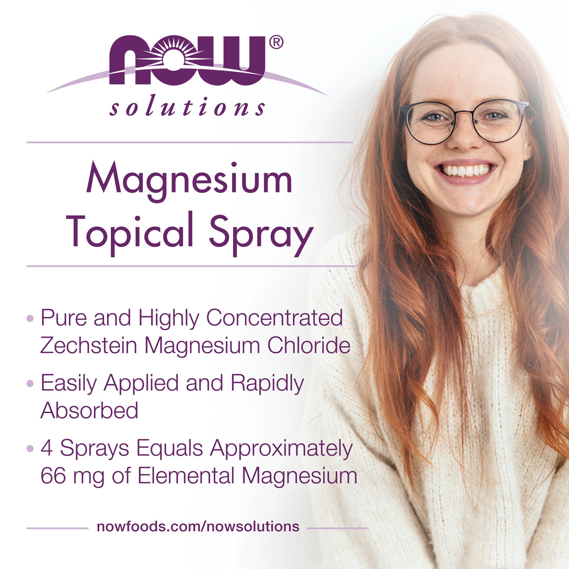 slide 2 of 4, NOW Solutions Magnesium Topical Spray - 8 fl. oz., 8 oz