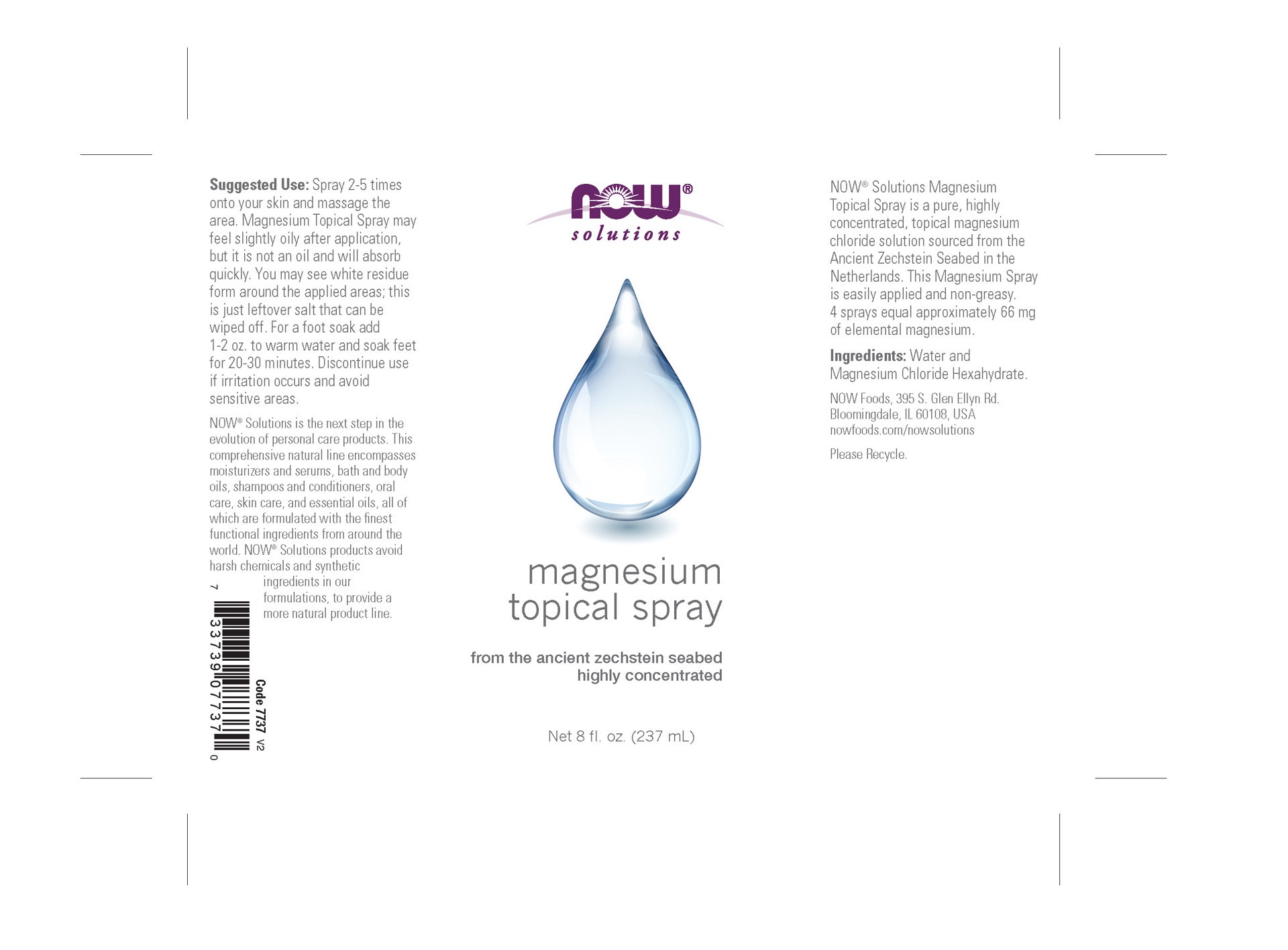 slide 4 of 4, NOW Solutions Magnesium Topical Spray - 8 fl. oz., 8 oz