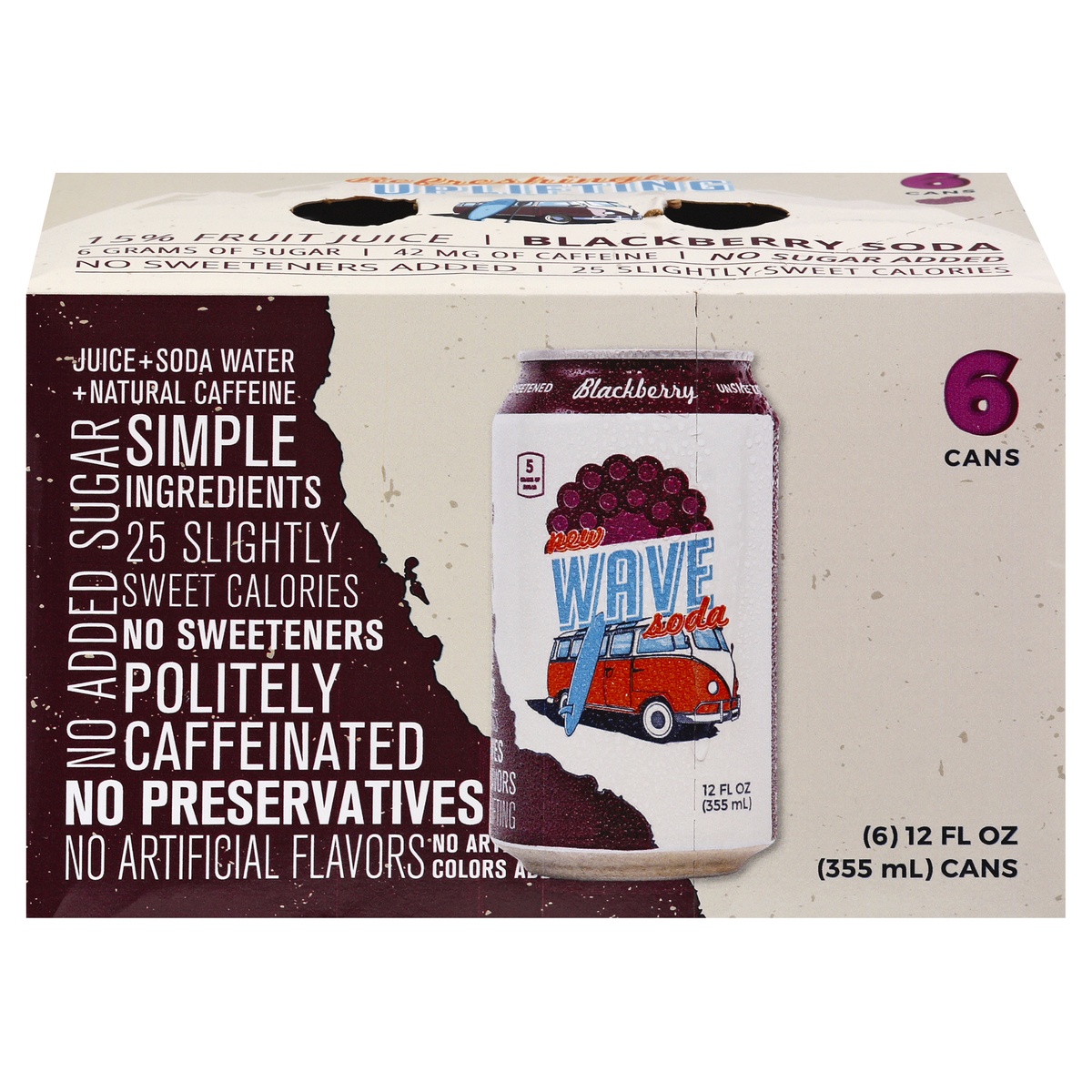 slide 1 of 1, Wave Blackberry Soda, 6 ct; 12 fl oz