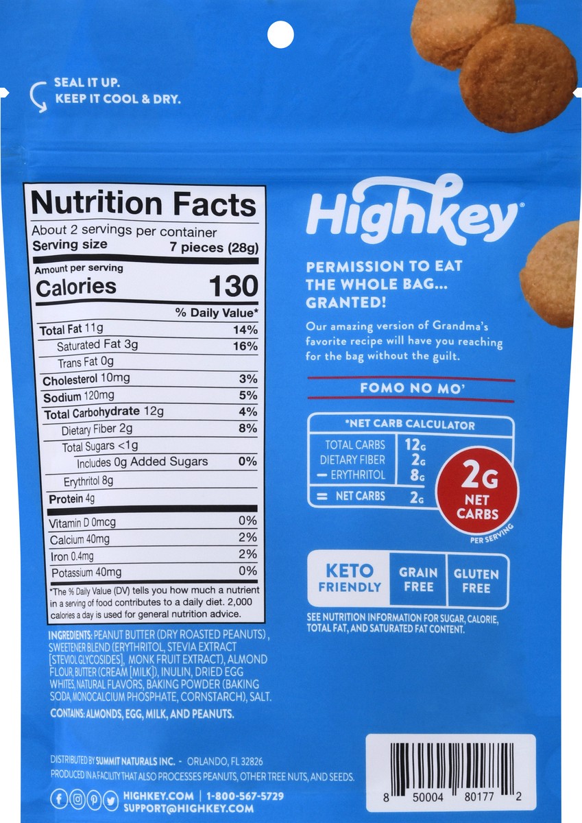 slide 5 of 9, HighKey Peanut Butter Cookies 2 oz, 2 oz