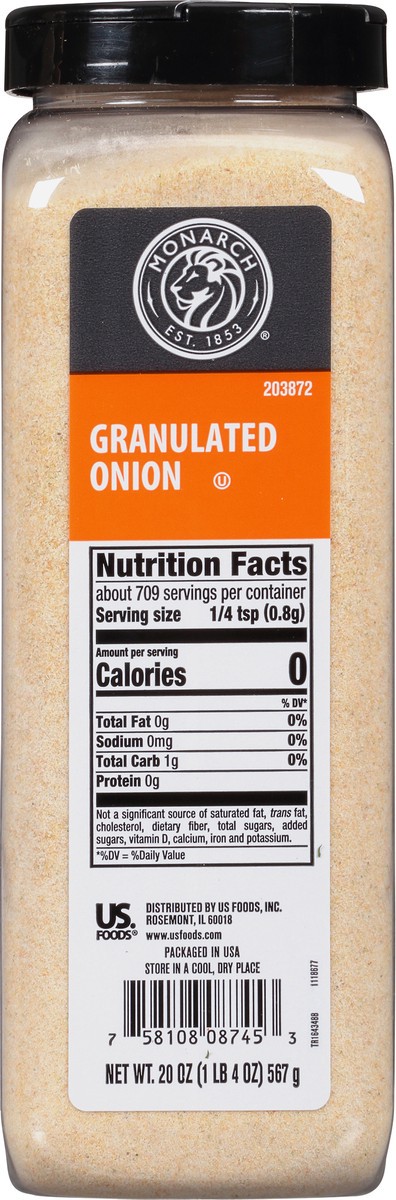 slide 9 of 13, Monarch Granulated Onion, 20 oz