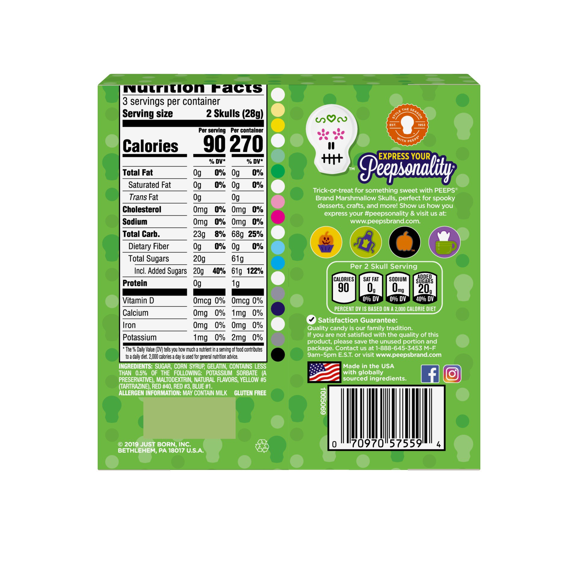 slide 2 of 5, Peeps Marshmallow Skulls, 3 oz