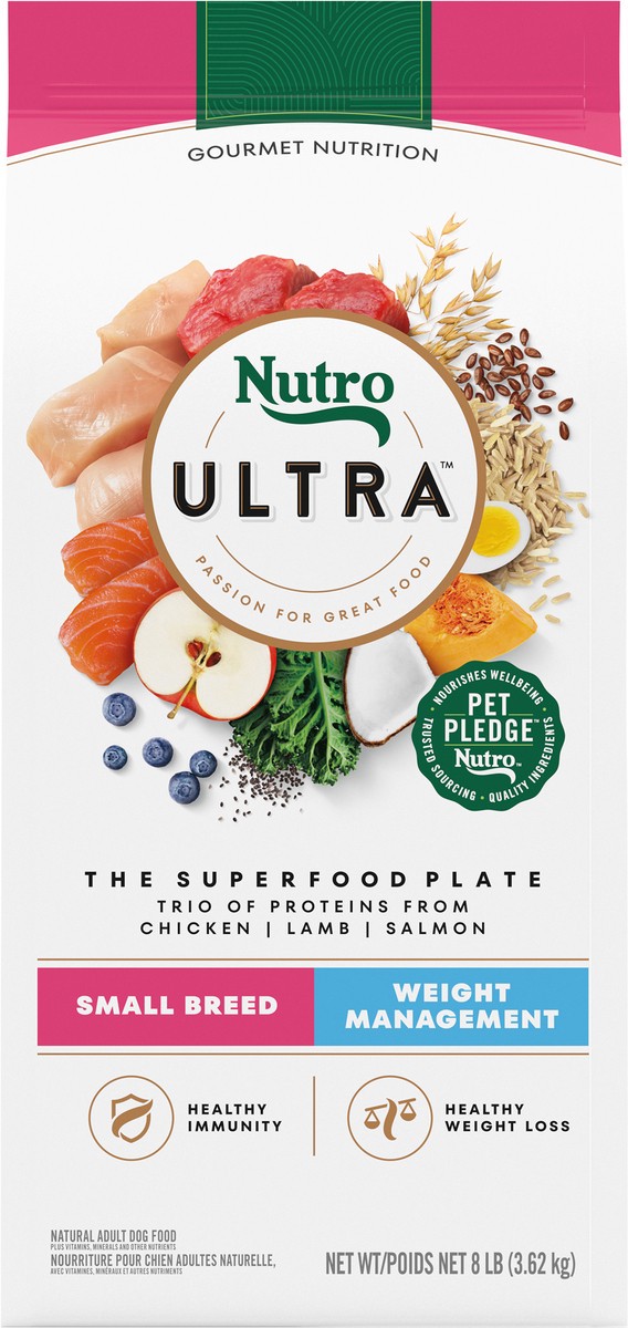 slide 15 of 15, Nutro Ultra Small Breed Weight Management The Superfood Plate Dog Food 8 lb, 8 Lb