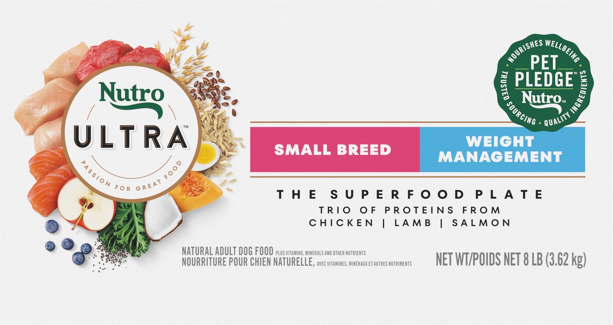 slide 12 of 15, Nutro Ultra Small Breed Weight Management The Superfood Plate Dog Food 8 lb, 8 Lb