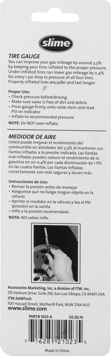 slide 9 of 9, Slime Tire Gauge 1.0 ea, 1 ct