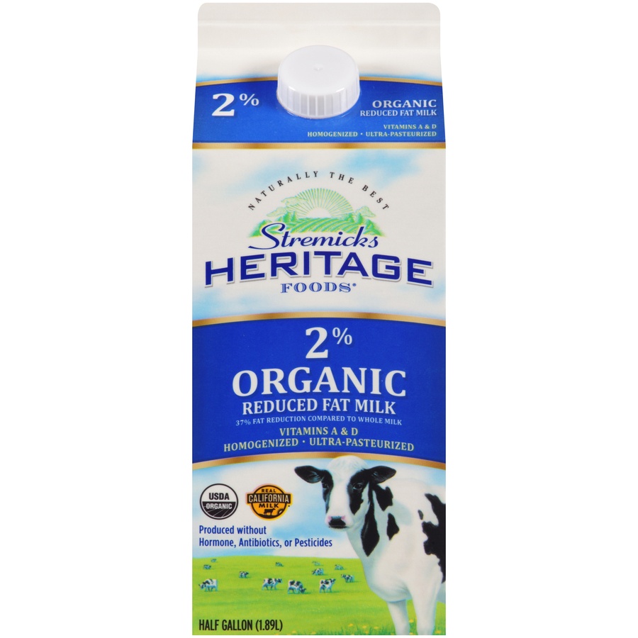 slide 1 of 3, Stremicks Heritage Foods 2% Organic Reduced Fat Milk, 1.89 liter