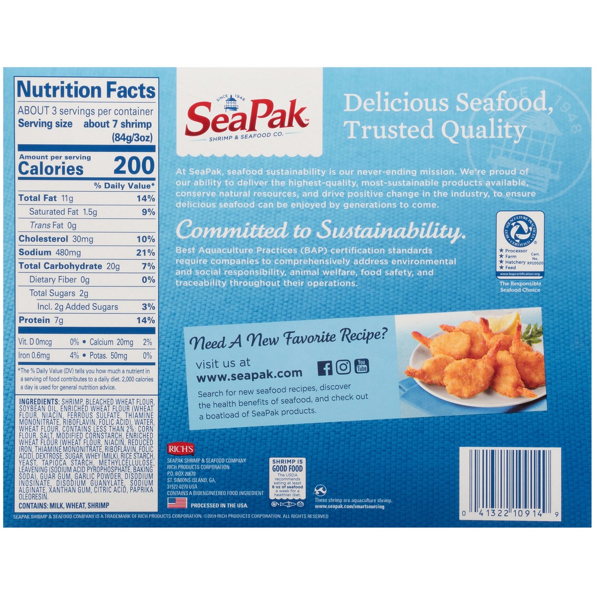 slide 13 of 13, SeaPak Shrimp & Seafood Co. Oven Crispy Butterfly Shrimp 8 oz. Box, 8 oz