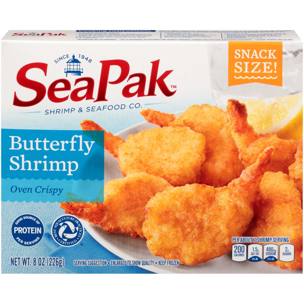 slide 1 of 13, SeaPak Shrimp & Seafood Co. Oven Crispy Butterfly Shrimp 8 oz. Box, 8 oz