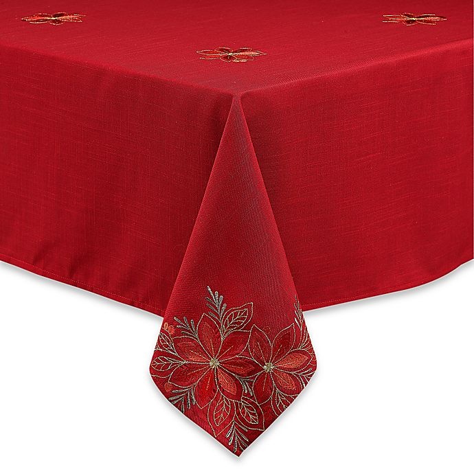 slide 1 of 1, Sam Hedaya Poinsettia Filigree Oblong Tablecloth, 60 in x 84 in