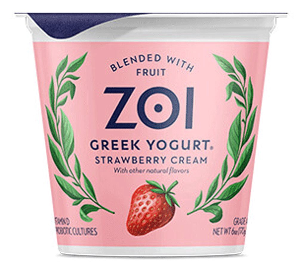 slide 1 of 1, Zoi Blended Greek Strawberry Cream Yogurt 6 oz, 6 oz