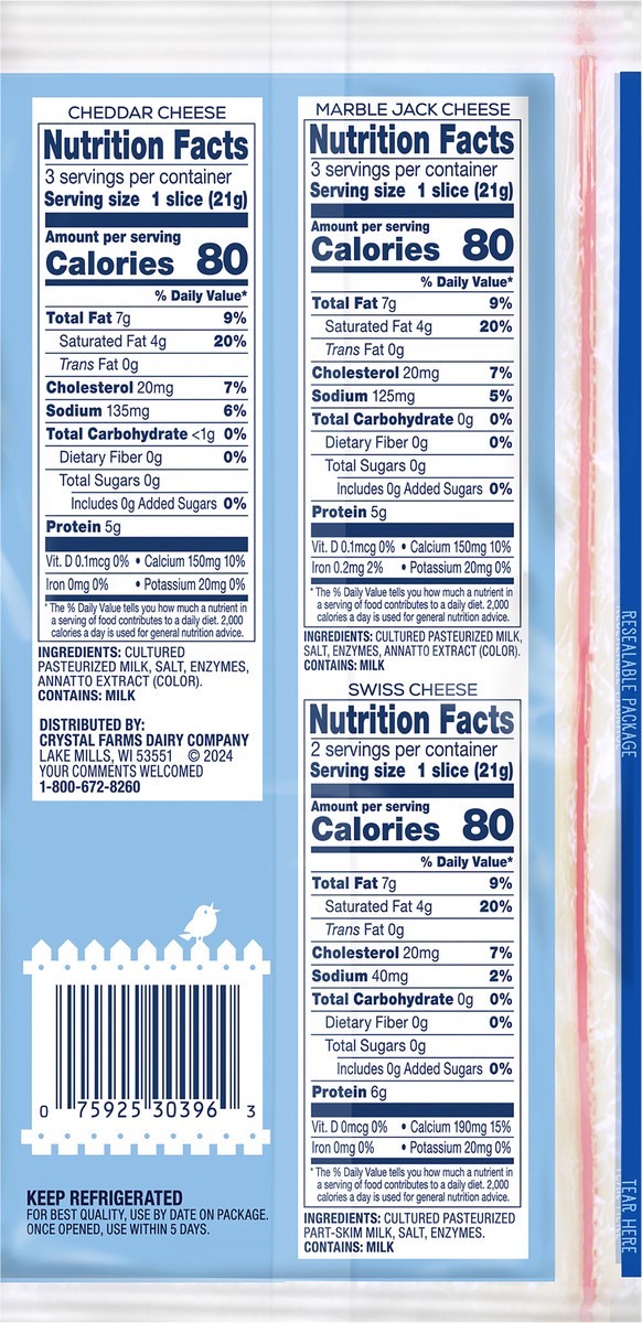 slide 4 of 6, Crystal Farms Variety Deli Sliced Cheese, 6 oz