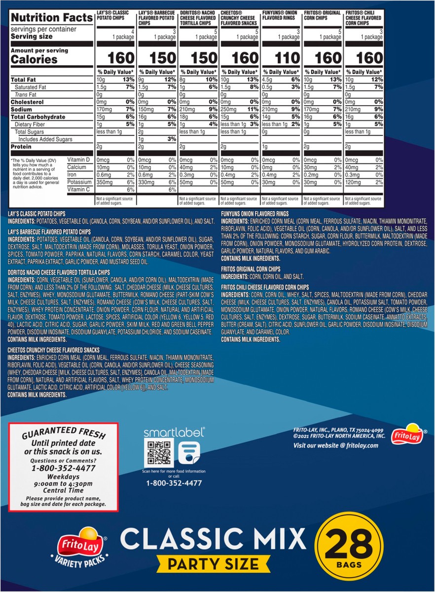 slide 8 of 11, Frito-Lay Snacks Classic Mix Variety 27 1/4 Oz 28 Count, 28 ct