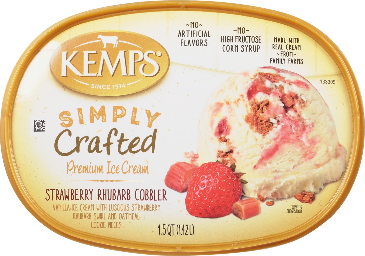 slide 3 of 14, Kemps Simply Crafted Premium Strawberry Rhubarb Cobbler Ice Cream 1.5 qt, 48 oz