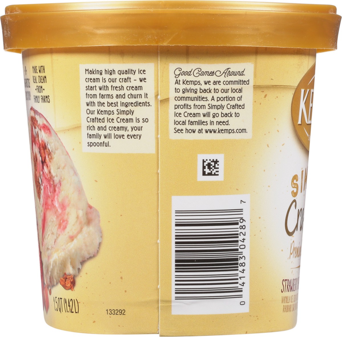 slide 3 of 14, Kemps Simply Crafted Premium Strawberry Rhubarb Cobbler Ice Cream 1.5 qt, 48 oz