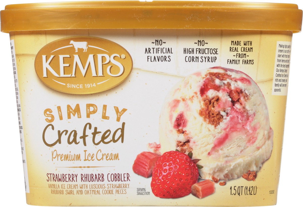 slide 10 of 14, Kemps Simply Crafted Premium Strawberry Rhubarb Cobbler Ice Cream 1.5 qt, 48 oz