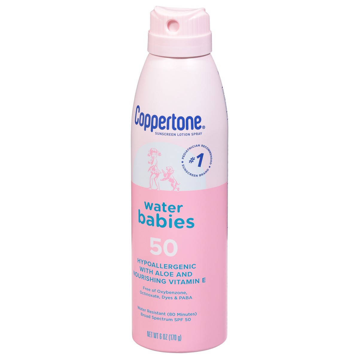 slide 2 of 9, Coppertone Water Babies Broad Spectrum SPF 50 Sunscreen Lotion Spray 6 oz, 6 oz
