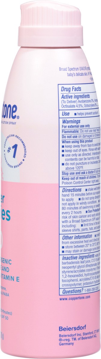 slide 8 of 9, Coppertone Water Babies Broad Spectrum SPF 50 Sunscreen Lotion Spray 6 oz, 6 oz