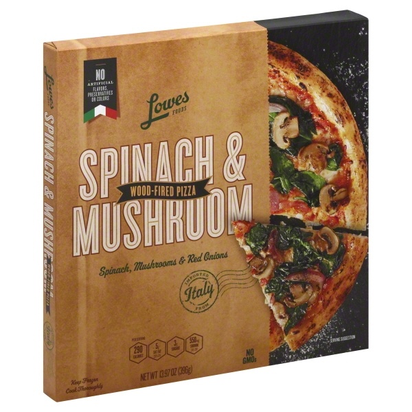 slide 1 of 1, Lowes Foods Imported Spinach & Mushroom Pizza, 13.97 oz