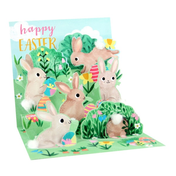 slide 1 of 1, Up With Paper Easter Pop-Up Greeting Card With Envelope, 5-1/4'' X 5-1/4'', Bunnies Everywhere, 1 ct