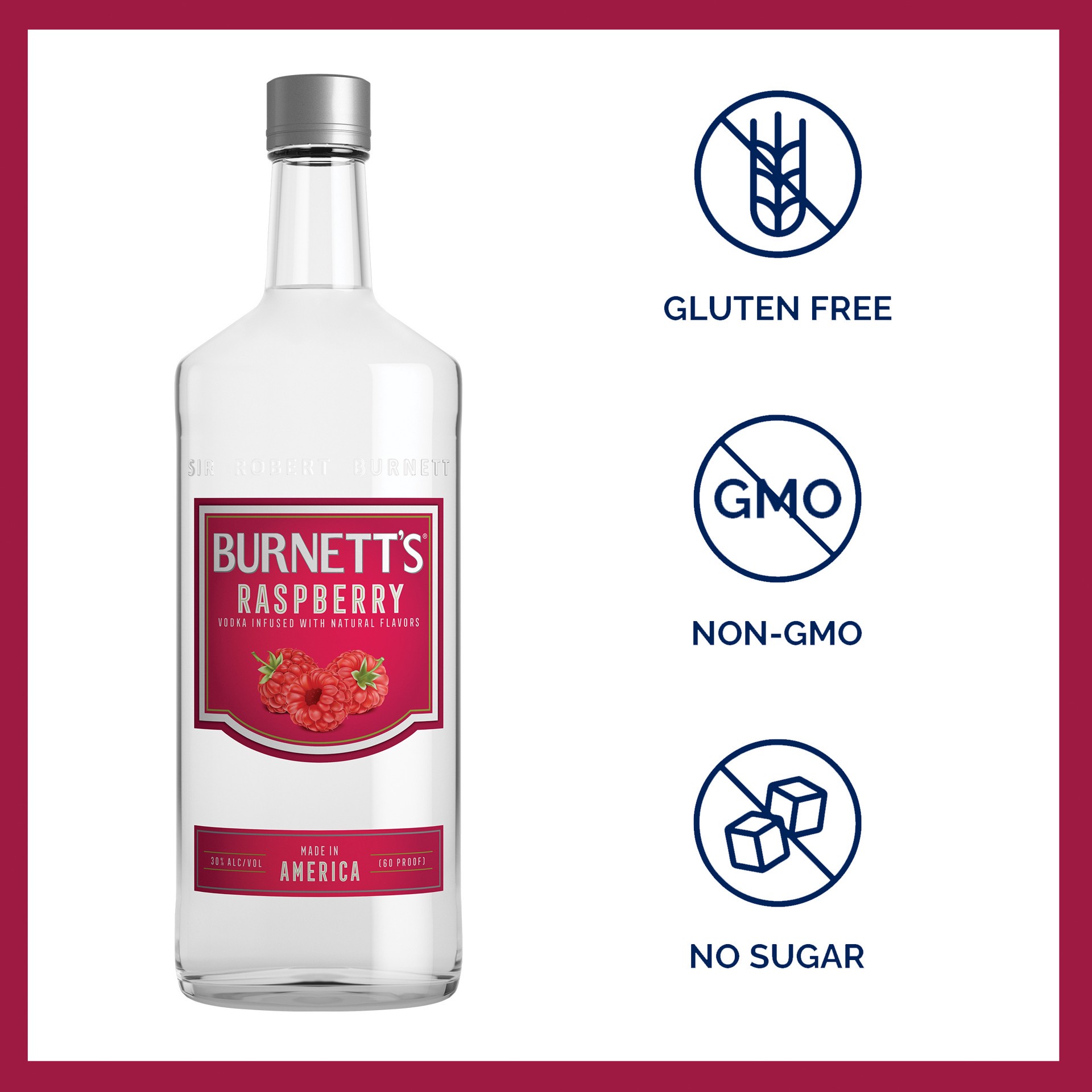 slide 3 of 3, Burnett's Raspberry Vodka, 750 ml