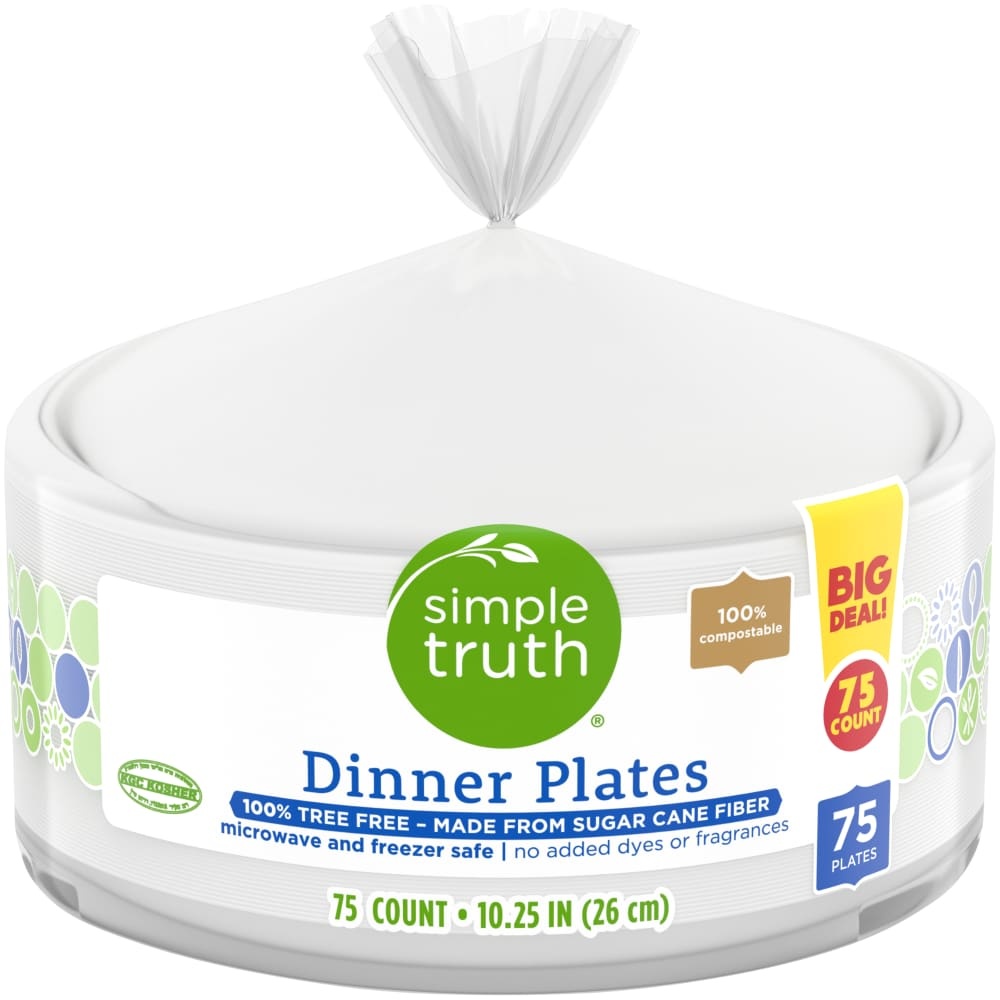 slide 1 of 1, Simple Truth Dinner Plates, 75 ct