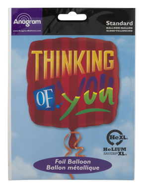 slide 1 of 1, Anagram Anagram Standard Foil Balloon Thinking Of You, 1 ct