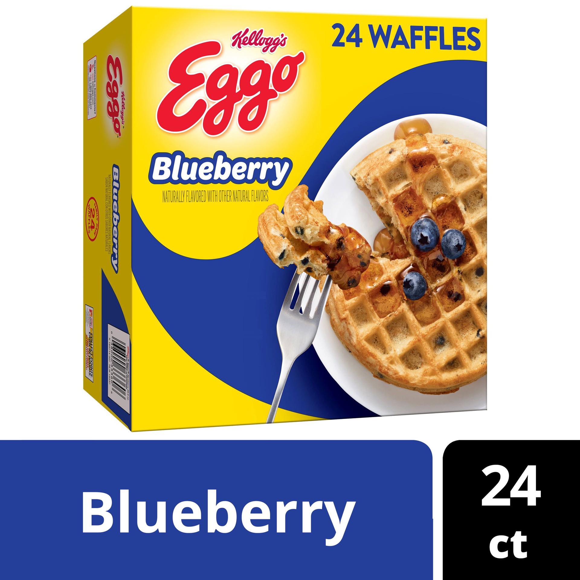 slide 1 of 5, Eggo Frozen Waffles, Frozen Breakfast, Breakfast Food, Family Pack, Blueberry, 29.6oz Box, 24 Waffles, 29.6 oz