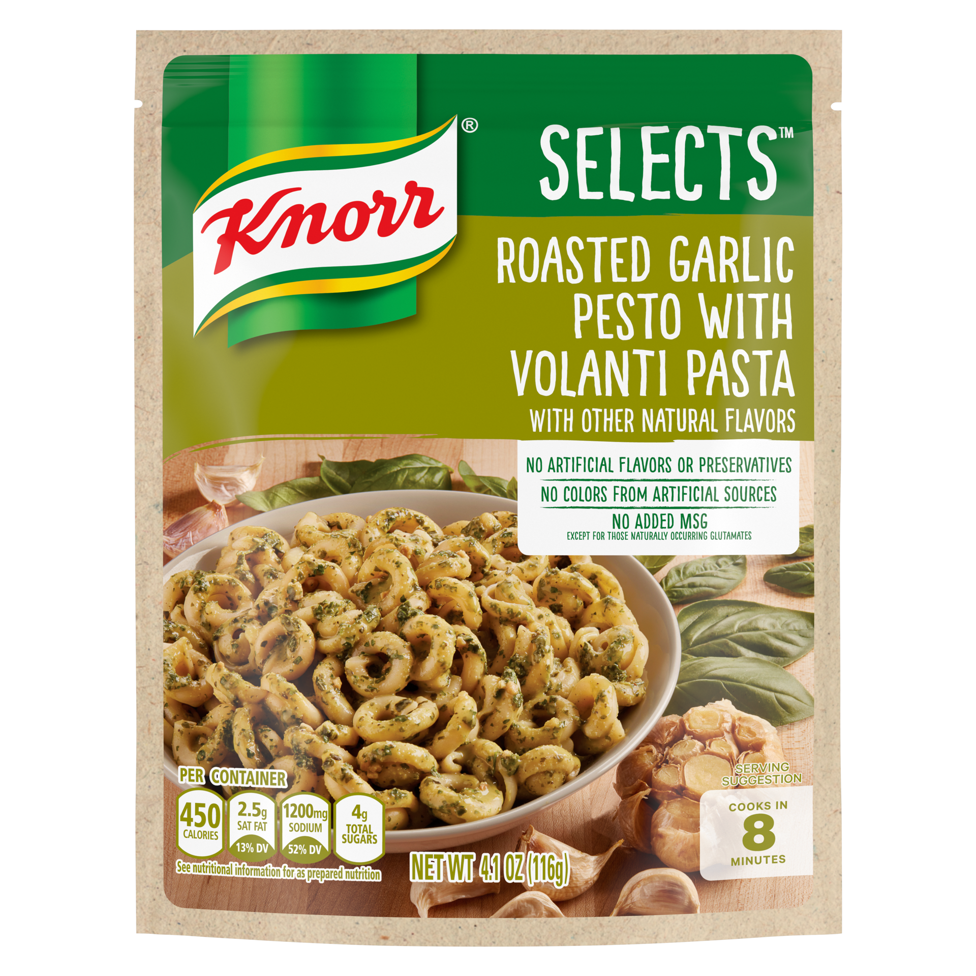 slide 2 of 4, Knorr Selects Pasta Side Dish Roasted Garlic Pesto with Volanti Pasta, 4.1 oz, 4.1 oz