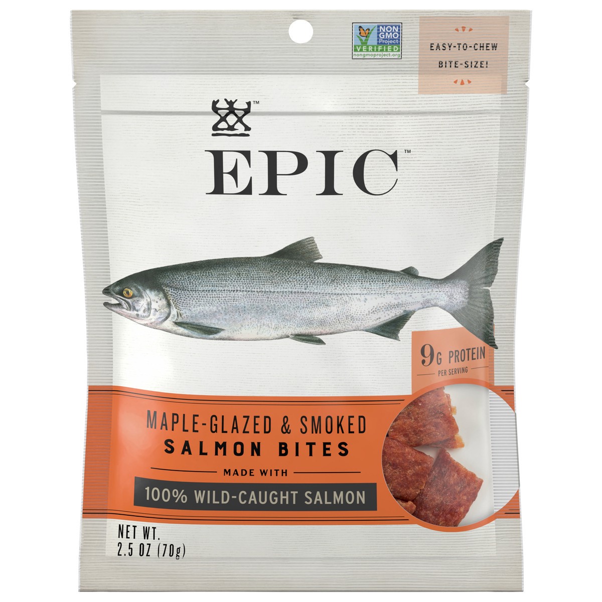 slide 1 of 8, EPIC Salmon Protein Bites, Wild Caught, 2.5oz, 2.5 oz