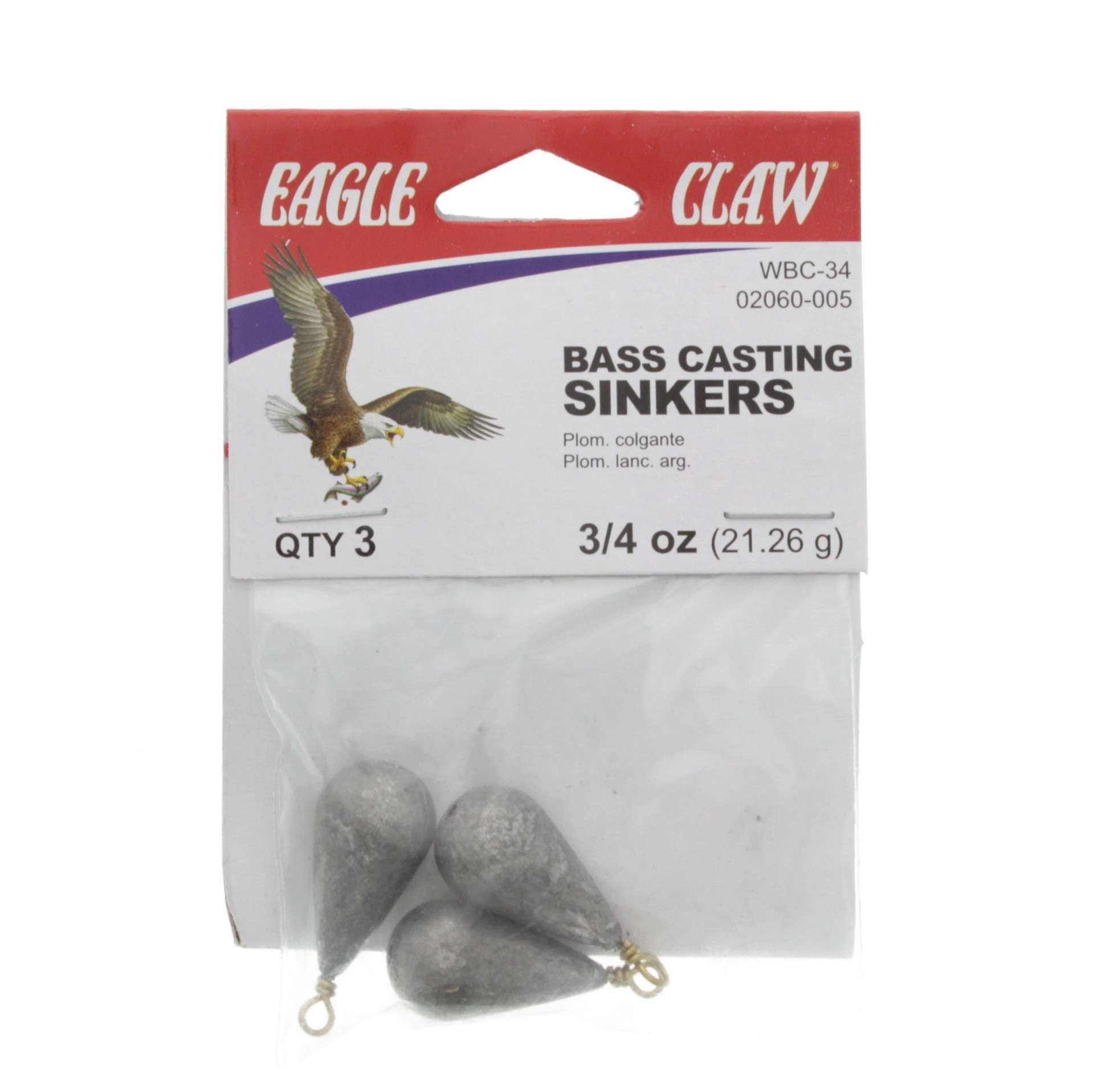 slide 1 of 1, Eagle Claw 3/4 OZ Bass Casting Sinker, 3 ct
