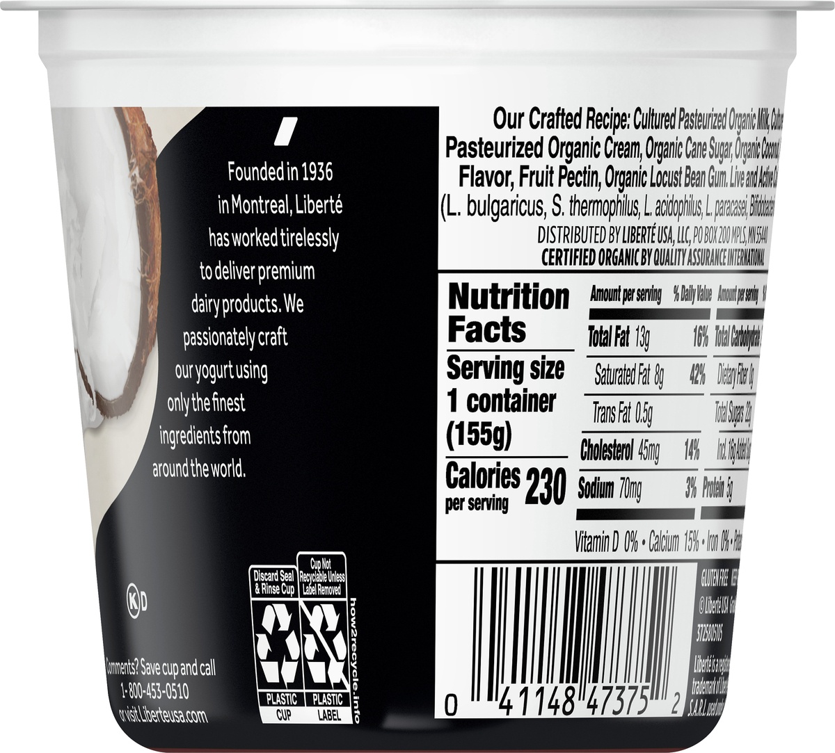 Liberté Philippine Coconut Organic Yogurt 5.5 oz Shipt