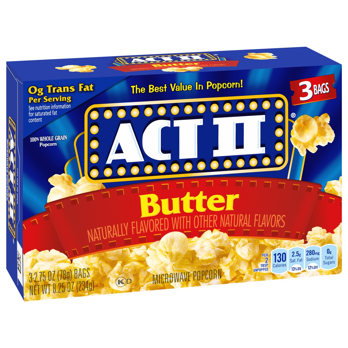 slide 2 of 13, ACT II Butter Microwave Popcorn, 3-Count 2.75-oz. Bags, 3 ct