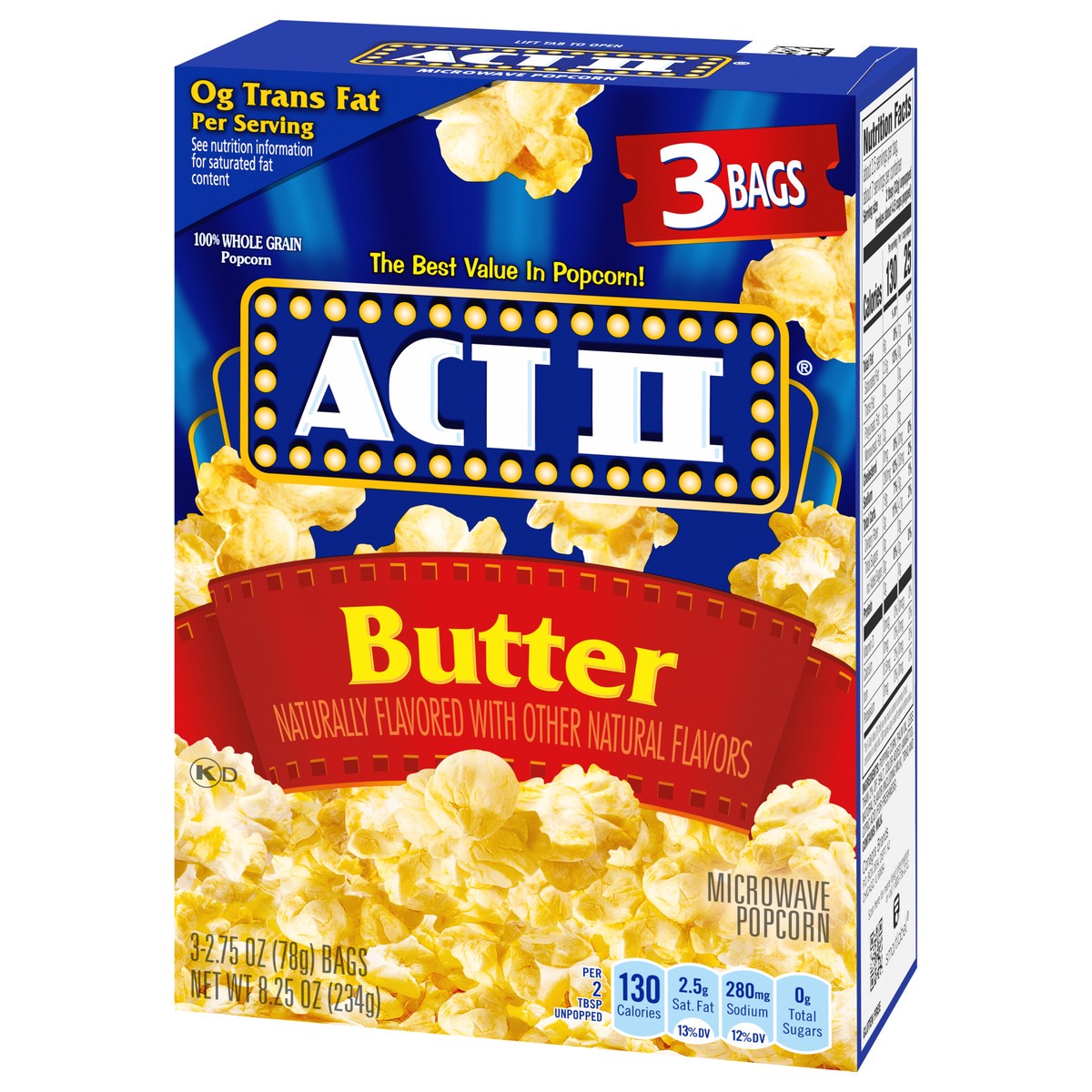 slide 7 of 13, ACT II Butter Microwave Popcorn, 3-Count 2.75-oz. Bags, 3 ct